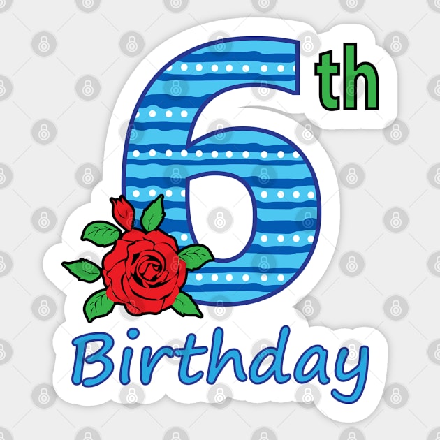 6th Floral - 6th Birthday - Flower - Floral - Birthday Party gift Sticker by lunamoonart